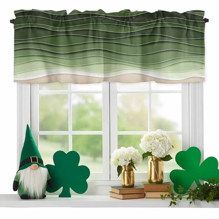 Ocean Waves Valances for Windows  Abstract Spray Beach Rod Pocket Valance Short Window Treatments Curtains for Kitchen Bathroom Bedroom Decor  60 X 14