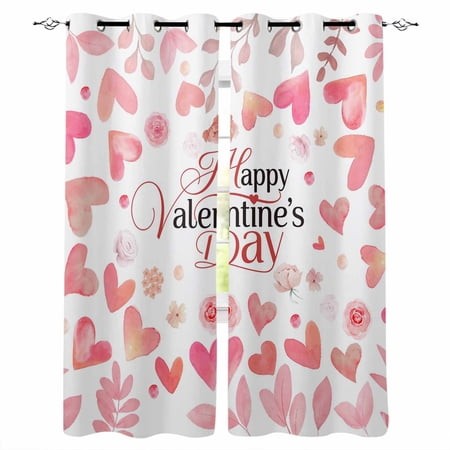 Valentine S Day Blackout Curtains for Bedroom/Living Room  Thermal Insulated Kitchen Curtains  Peach Pink Love Floral Modern Romantic Grommet Darkenin