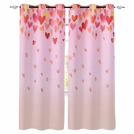 Valentine S Day Blackout Curtains for Bedroom/Living Room  Thermal Insulated Kitchen Curtains  Ombre Pink Loves Boho Modern Minimalist Grommet Darkeni