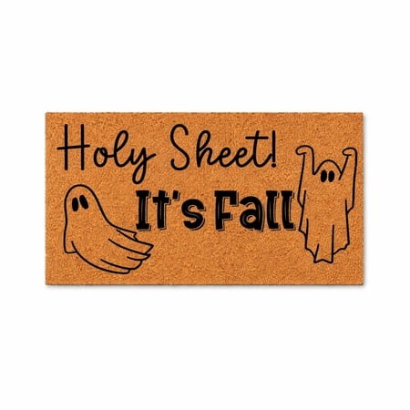 Holy Sheet Its Fall Doormat  Funny Seasonal Entryway Door Mat with Ghost Design (36x72 Inches) WoodByStu 5509