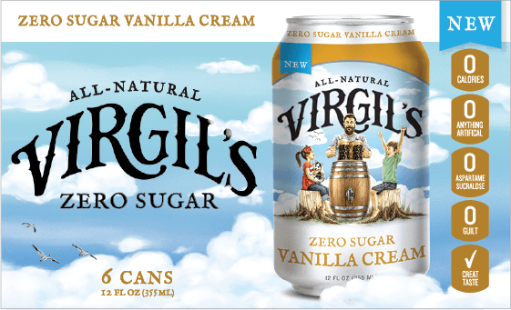 Virgil S Zero Sugar Natural Vanilla Cream Soda Pop  12 Fl Oz  6 Pack Cans