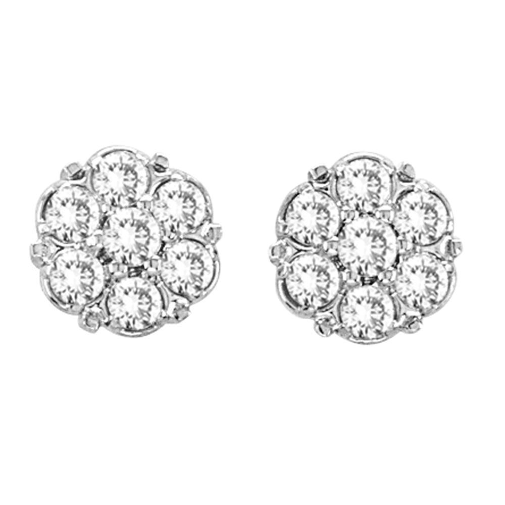 Harry Chad Enterprises 41119 1.5 Carat Round Flower Diamond Cluster Stud Earring