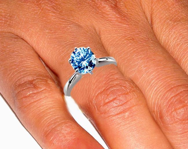 Harry Chad Enterprises 48953 2 Carat Blue Diamond Engagement Ring - 14K White Gold