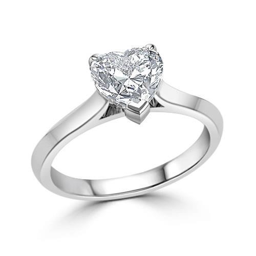 Harry Chad Enterprises 48642 2.25 Carat Solitaire Heart Shape Diamond Anniversary Ring - 14K White Gold