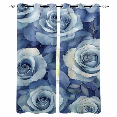 Flower Floral Kitchen Curtains Rustic Country Rose Spring Watercolor Cafe Short Curtains for Bathroom Blackout Window Curtain Grommet Small Window Tre