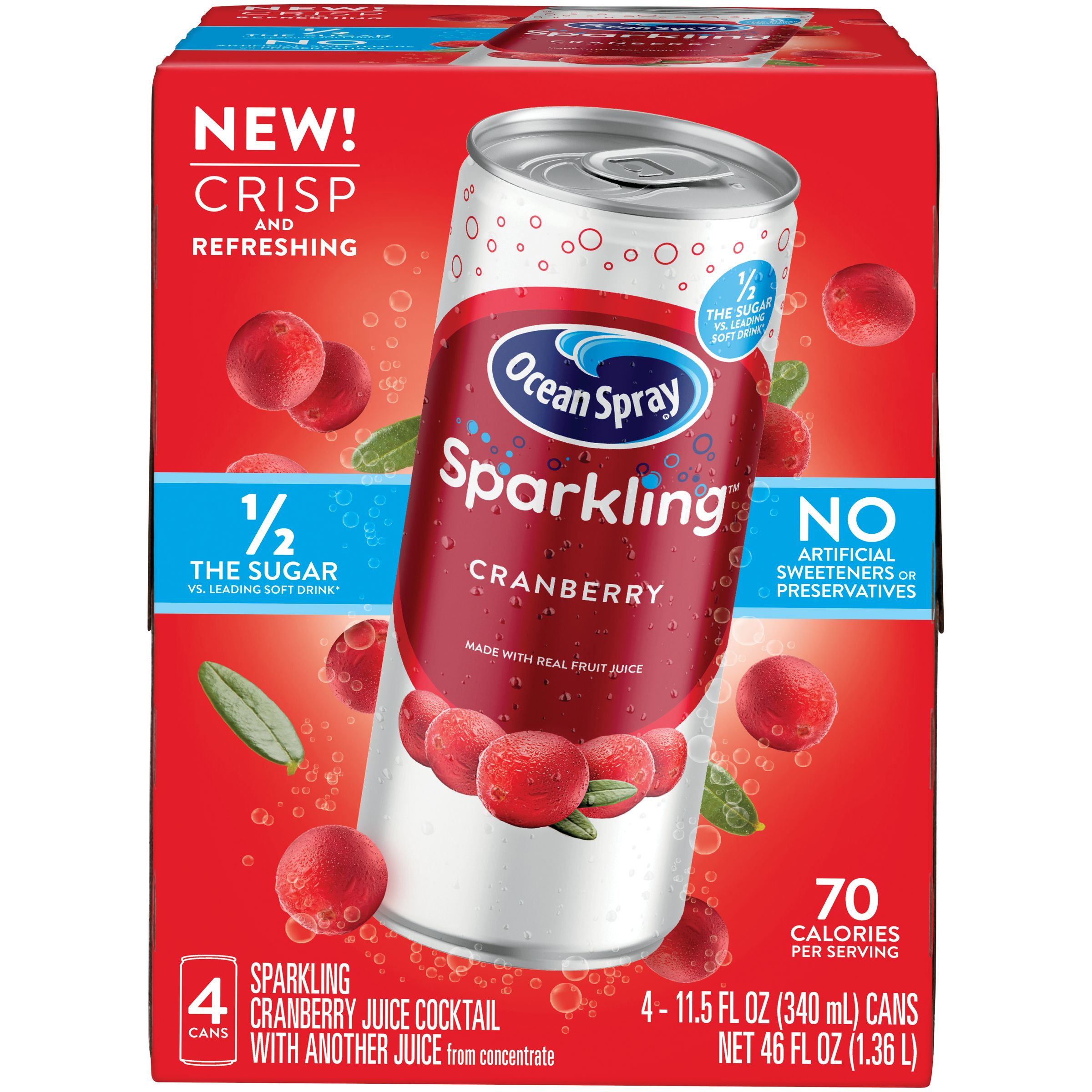 Ocean Spray® Sparkling Cranberry Juice Drink  11.5 Fl Oz Cans  4 Count