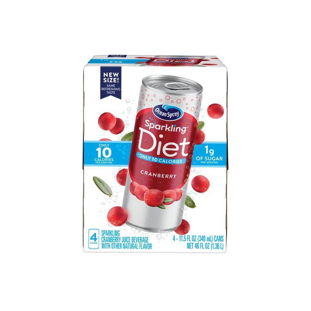 Ocean Spray, Sparkling Diet Cranberry Cans, 46 Oz (Case of 6)