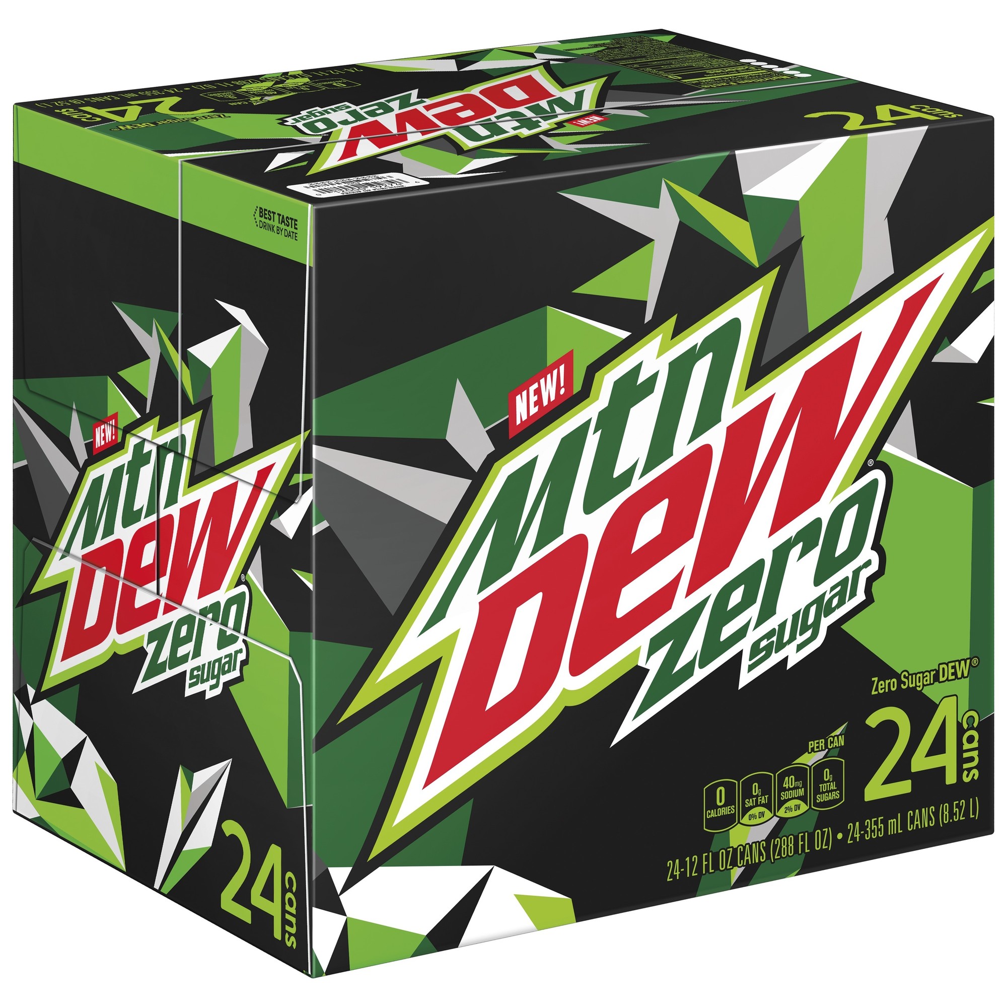Mountain Dew Zero Sugar Citrus Soda Pop  12 Fl Oz  24 Pack Cans