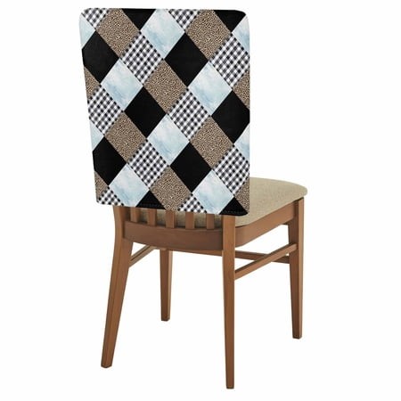 Geometric Patchwork Chair Covers Set of 6 Leopard Black Buffalo Plaid Blue Marble Chair Back Covers Stretch Removable Washable Slipcovers Protector fo