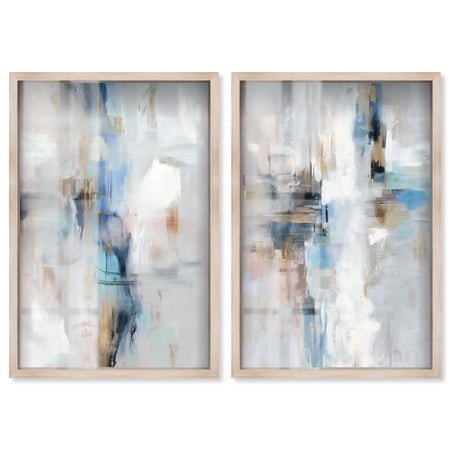 Ocean Spray Series Duo Shadowbox Print Living Room Wall Art by Art Remedy  Blonde Frame  10 X 15