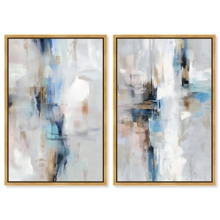 Ocean Spray Series Duo Canvas Print Living Room Wall Art by Art Remedy  Gold Frame  10 X 15
