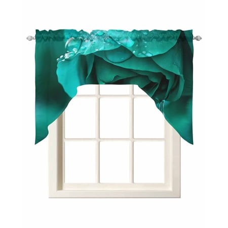 Green Rose Swag Valances for Windows  Small Curtains Drapes  Elegance Fantasy Flowers Romantic Kitchen Window Curtains Over Sink Rod Pocket Window Tre