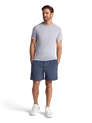 Gaiam Men’s Everyday Basic Raglan Top, Standard Fit, Stretch Midweight Jersey Material, Sleet Heather, Medium thumbnail