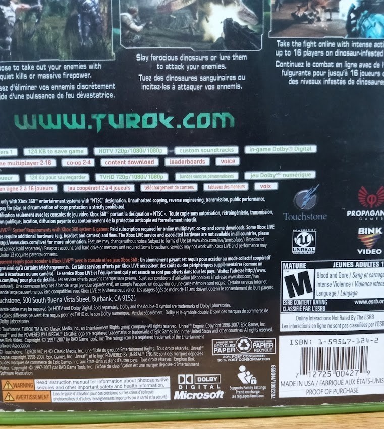 Turok (Microsoft Xbox 360, 2008) Complete CIB! FAST SHIPPING thumbnail