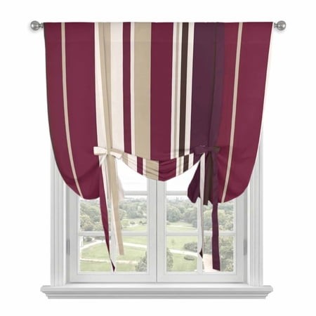 Rose Red Purple Stripes Tie up Curtains for Windows  Adjustable Rod Pocket Valance Shade  Farmhouse Colorful Abstract Lines Light Filtering Window Tre