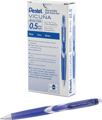Pentel Vicuna Advanced Ink Ballpoint Pen, Blue Ink, 0.5 BX155C-C