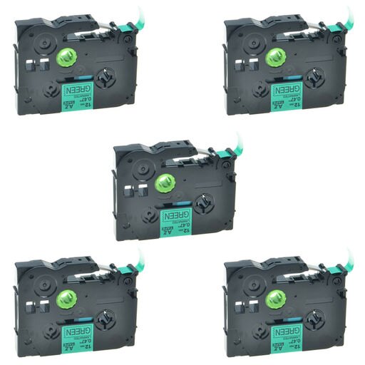 5PK TZ TZe 731 Black on Green Label Tape for Brother P-Touch PT-1650 1/2