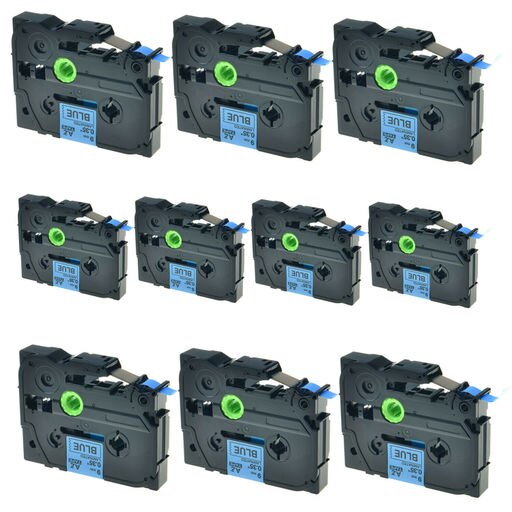 10PK TZ TZe 521 Black on Blue Label Tape for Brother P-Touch PT-1650 PT-1700 9MM