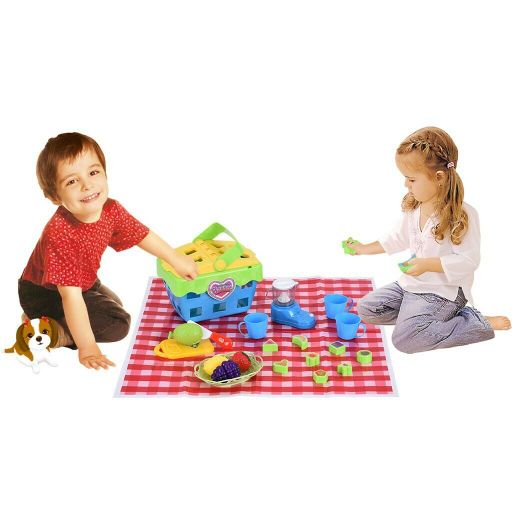 Prentend Play Delicious Picnic Basket Toy Puzzle Juice Machine Set Kit for Kids