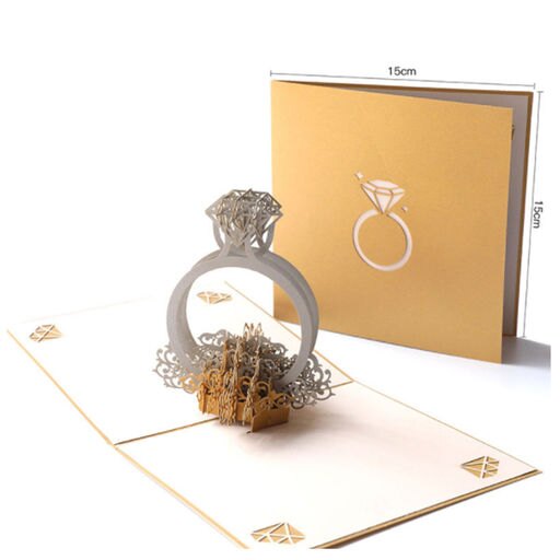 3D Pop up Greeting Card Handmade Wedding Valentine Birthday Card - Diamond Ring