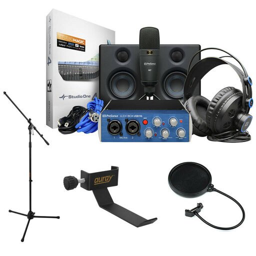 PreSonus AudioBox Studio Ultimate Bundle W/ Holder, Mic Tripod & Pop Filter