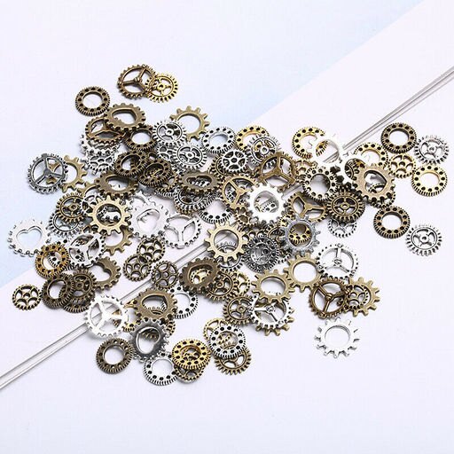100Pcs Antique Steampunk Mini Wheel Gear Charms Pendant DIY Jewelry Making CKRIJ