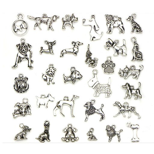 Mix Charms 30pcs/lot Vintage Silver Animal Dog Pendant DIY Jewelry Mak ShJKIJ