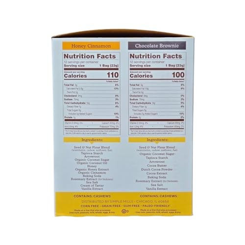 Simple Mill Sweet Thins Variety Pack, Honey Cinnamon & Chocolate Brownie, Seed & Nut Flour, Gluten Free, 24 Snack Packs, 19.2 Oz thumbnail