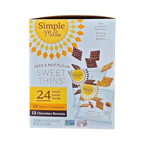 Simple Mill Sweet Thins Variety Pack, Honey Cinnamon & Chocolate Brownie, Seed & Nut Flour, Gluten Free, 24 Snack Packs, 19.2 Oz thumbnail
