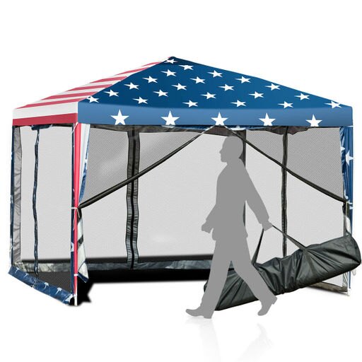 10x10 Fodling Pop up Tent Gazebo Canopy Mesh Sidewall W/Carry Bag