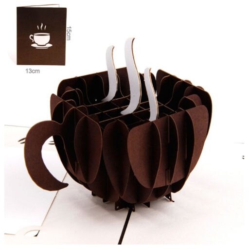 3D Pop up Greeting Card Birthday Wedding Coffee Cup 3D Pop Card