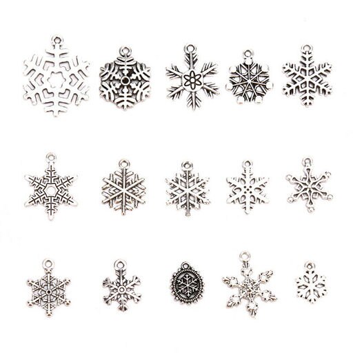15Pcs Antique Christmas Snowflake Frozen Charms Pendant Jewelry Making CraB9