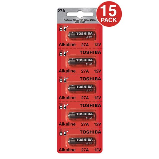 Toshiba 27A 12V Alkaline Battery 27A A27BP G27A GP27A L828 MN27 (15 Pack)