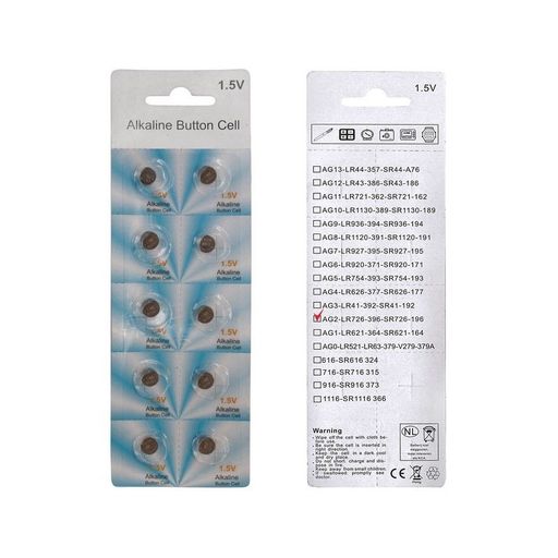 10 Pack of LR726 1.5V Multipurpose Long Lasting Alkaline Button Cell