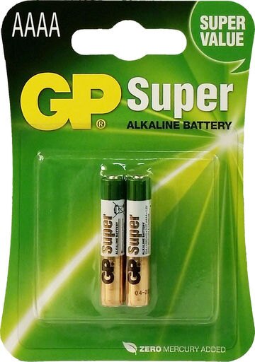 GP AAAA 25A-U2 LR8D425 1.5V Super Alkaline Batteries (2 Batteries)