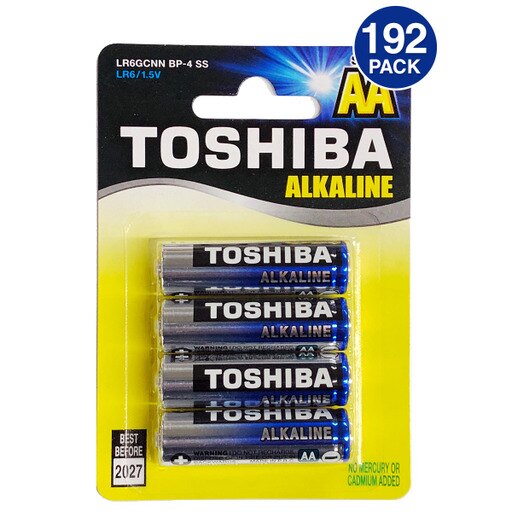 TOSHIBA AA Alkaline Batteries 1.5 Volts 48 Cards BP/4 (192 Batteries)