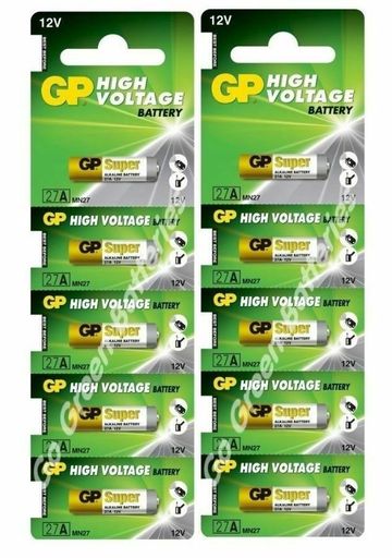 10 Pcs GP 27A GP27A 12V Alkaline Control Remote Battery Mercury FREE Exp.2021