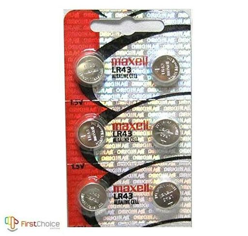 6 Maxell Hologram LR43 Alkaline Button Cell Batteries 1.5V EXP.2022