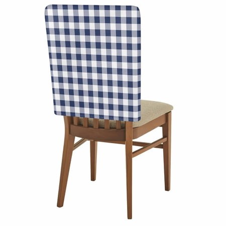 Navy Blue White Plaid Chair Back Covers  Dining Room Back Chair Covers Set of 6  Farmhouse Checkered Buffalo Removable Slipcovers Seat Protector for K