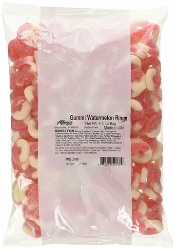 Albanese Candy Gummi Watermelon Rings, 4.5 Pound Bag, Watermelon-Flavored Soft C
