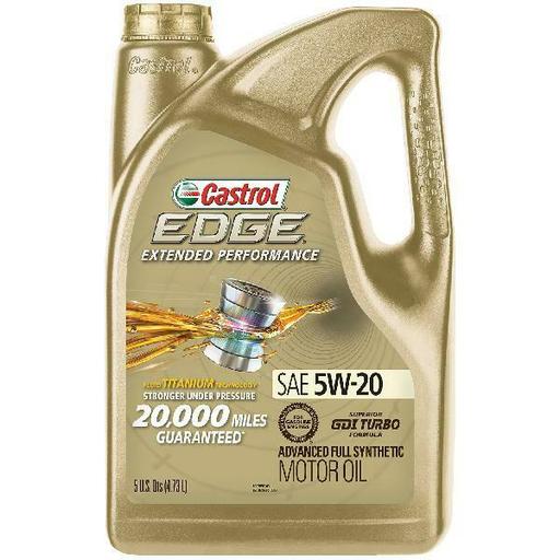 Castrol Edge Extended Performance 5W-20 Advanced Full Synthetic Motor Oil, 5 Qt