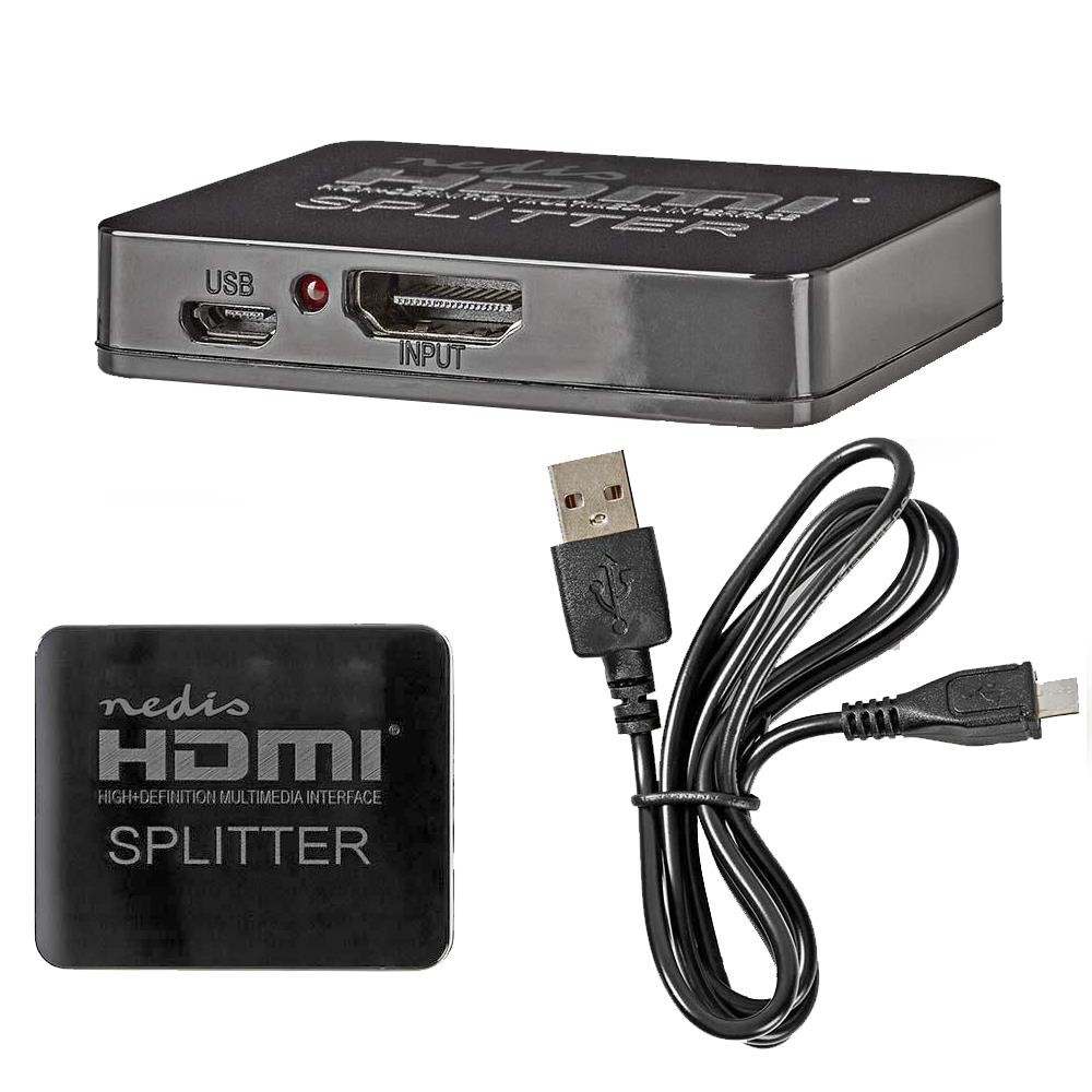 Nedis HDMI™ Splitter | 2 Port(s) | HDMI™ Input | 2x HDMI™ Output | 4K@30Hz | 2.25 Gbps | ABS / PVC | Black