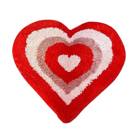 COM1950s Valentine S Day Heart Shaped Rug  Plush Soft Shaggy Rug for Bedroom  Non-Slip Indoor Decorative Mat for Living Room Entryway  Cozy Small Area