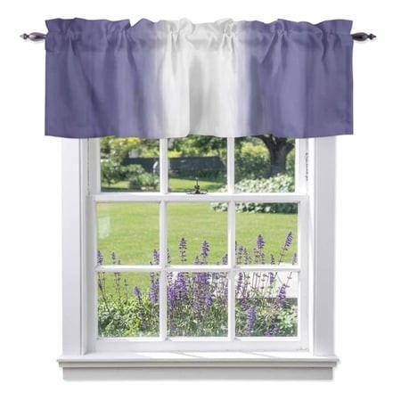 Purple Ombre Valance Curtain Abstract Purple Ombre White Stripes Modern Window Valances Rod Pocket Short Curtains Window Treatments for Kitchen Bedroo
