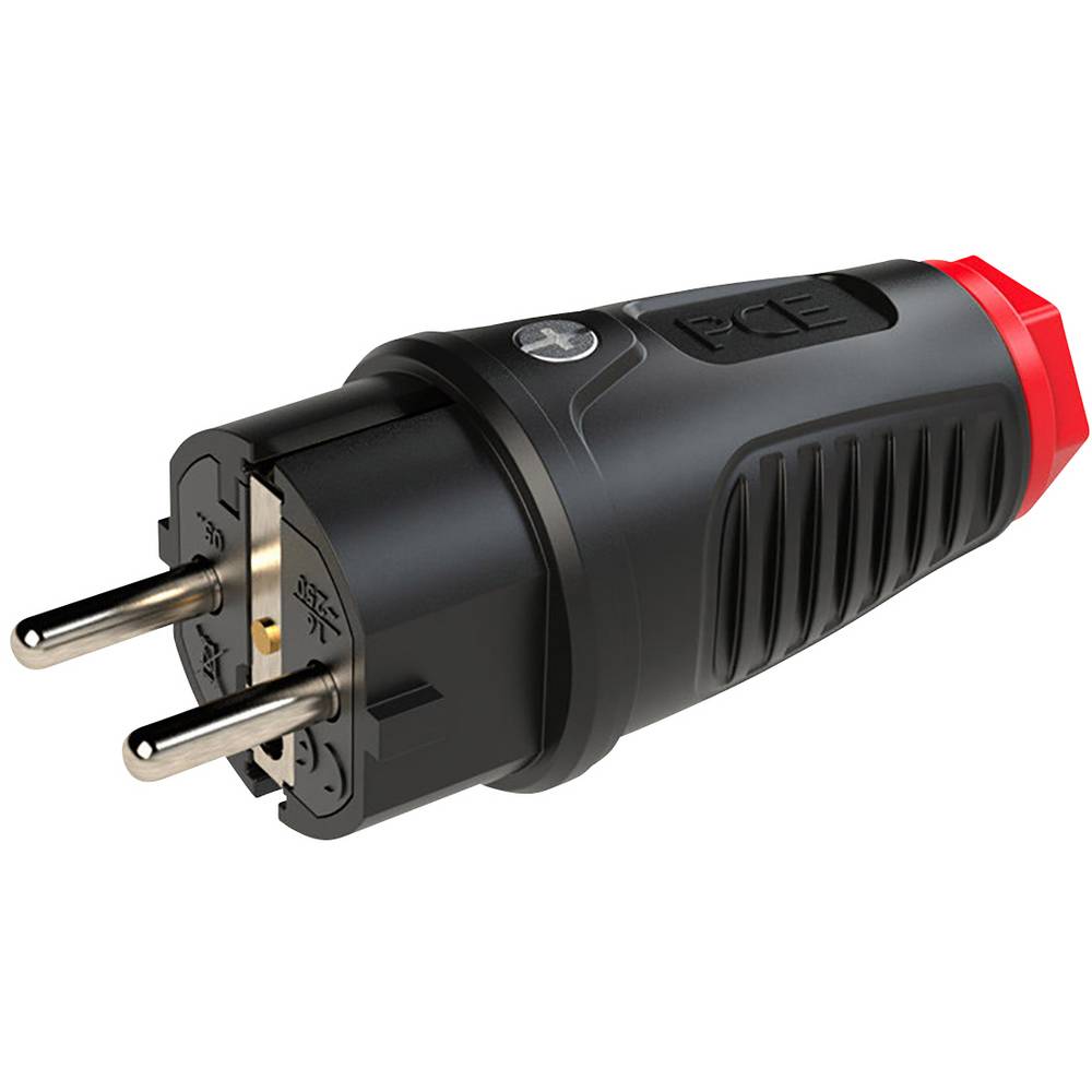 PCE 0522-sr Safety Plug IP54 Solid Rubber Thermoplastic 250V Black