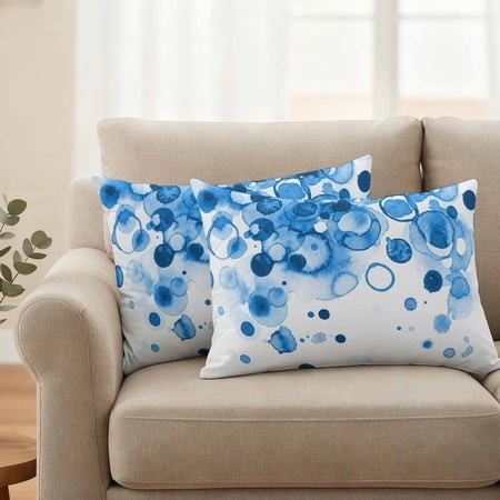 Outdoor Pillow Covers Waterproof Pillow Cases Protector Retro Gradient Blue Polka Dots Circles Pillowcase Pack of 2 Abstract Art Throw Cushion Case fo