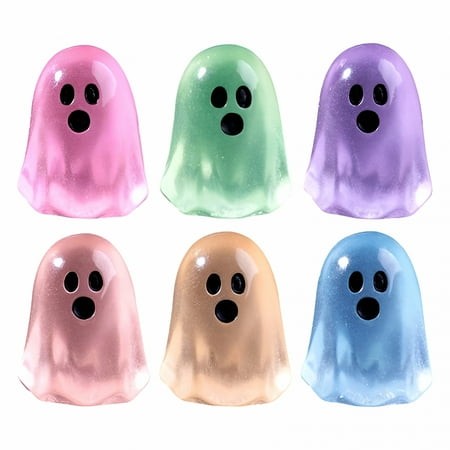 BESTSKY 2026 New 50 Pcs Halloween Luminous Mini Ghost Figurines Miniature Ghost Statue Glow in the Dark Ghost Figurine Halloween Garden Micro Landscap