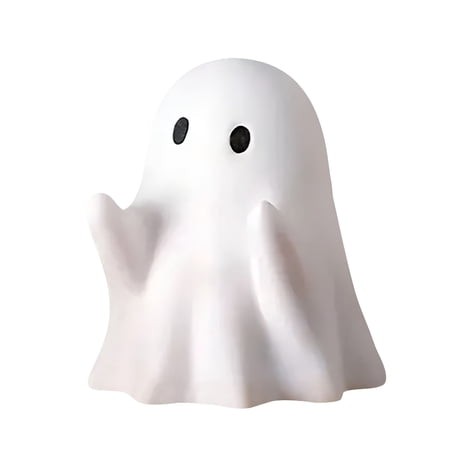 XIBUFE 2026 New Cute Ceramic Ghost Figurine for Home Decor Halloween Party Tabletop Ornament Spooky Holiday Decoration White Miniature Collectible Gif