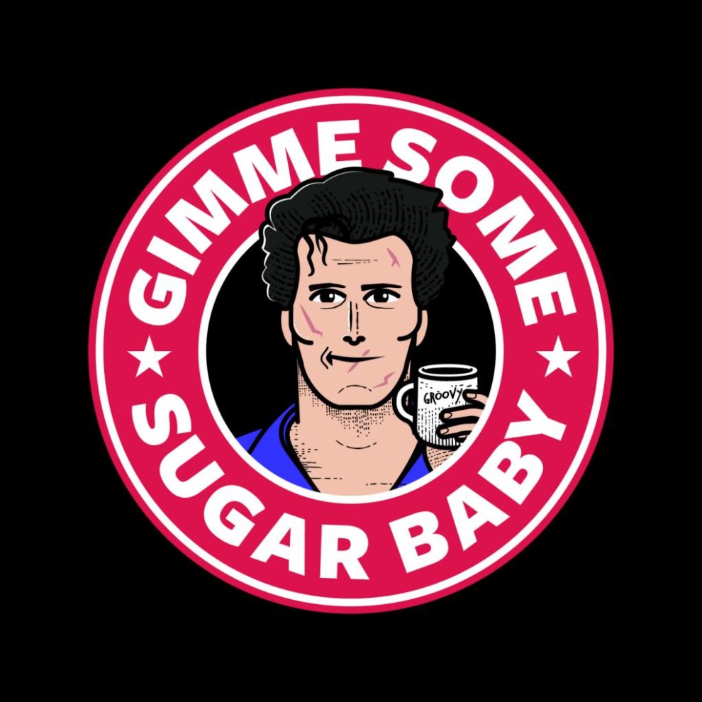 (X-Large (12-13 Yrs), Black) Gimme Some Sugar Baby Ash Army of Darkness Starbucks Logo Kid's Hooded Sweatshirt thumbnail