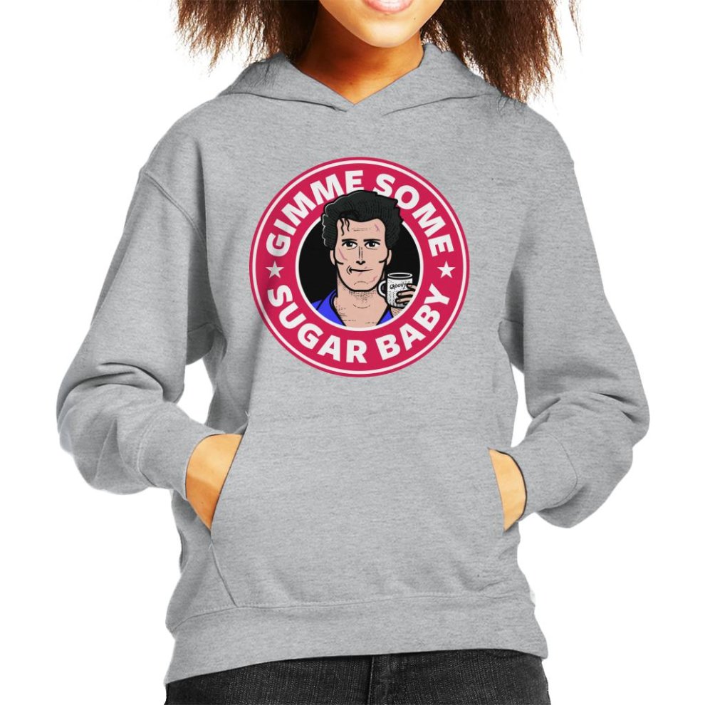 (X-Large (12-13 Yrs), Heather Grey) Gimme Some Sugar Baby Ash Army of Darkness Starbucks Logo Kid's Hooded Sweatshirt